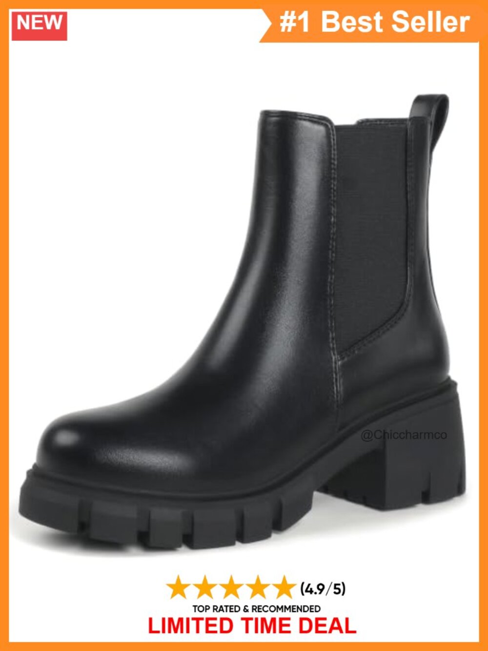 Women Chelsea Ankle Boots Chunky Platform Slip On Booties